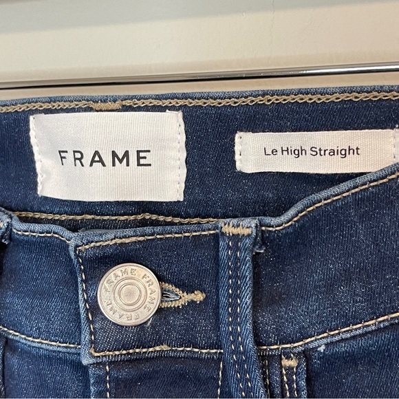FRAME Le High Raw Hem High Waist Ankle Straight Leg Jeans 23 - Picture 5 of 7